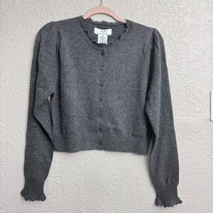 Magaschoni NWT Gray Cashmere Cropped Cardigan Sweater Women’s Medium